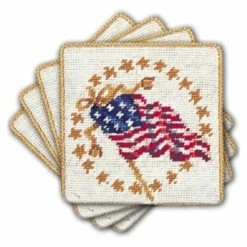 Brand new 🧨 C&F Home Petit Point 4th Of July American Flag Coaster 4-Pack 💯