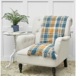 Deals 🎁 C&F Home Blue Gold Plaid Throw ⭐