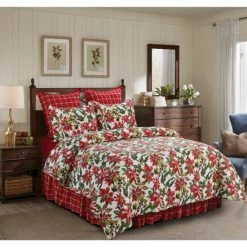 Discount π C&F Home Poinsettia Full/Queen 3-Piece Quilt Set π